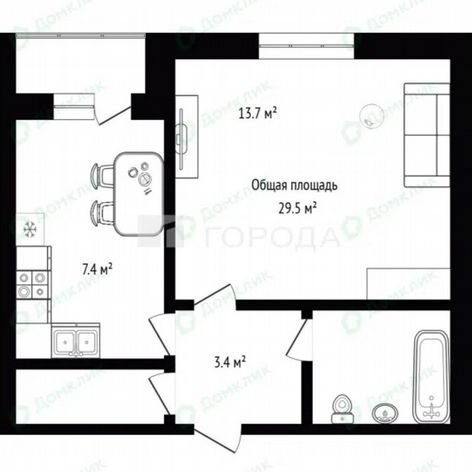 1-к. квартира, 29,5 м², 9/9 эт.