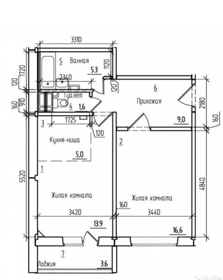 2-к. квартира, 52 м², 1/18 эт.