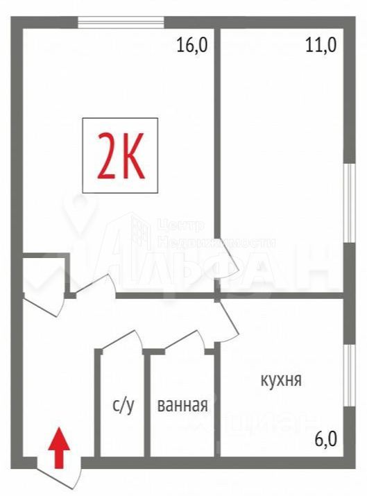 2-к. квартира, 42 м², 3/5 эт.