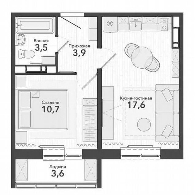 1-к. квартира, 37 м², 9/17 эт.